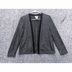 VTG Perceptions Metallic Layered Blouse Size 10 Work Office Business Black